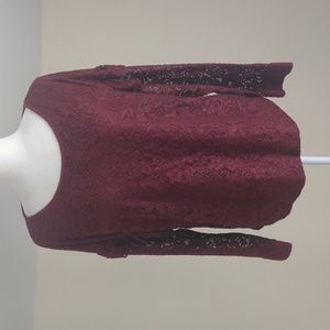 Juicy Couture lined crocheted‎ lace top Size XXL Wine